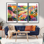 Framed Yayoi Kusama 1986 Wall Art Print | Japanese Wabi Sabi Vibrant Abstract Landscape Canvas