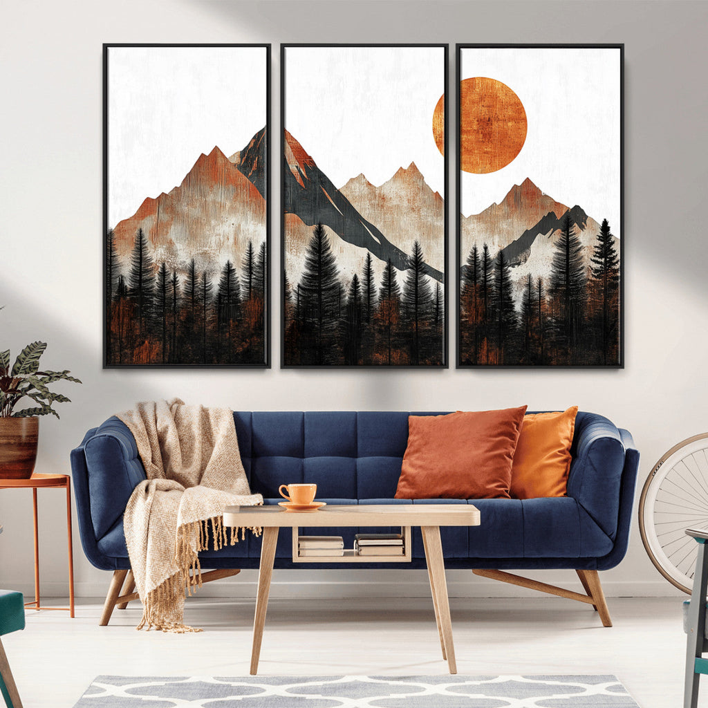 Modern Abstract Mountain Canvas Wall Art Print