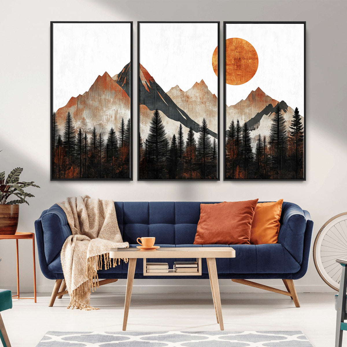 Modern Abstract Mountain Canvas Wall Art Print