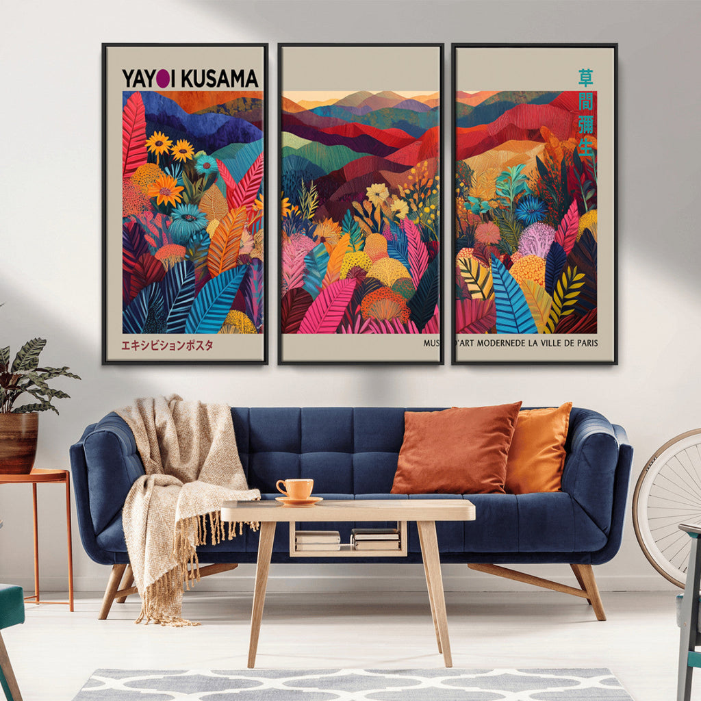 Yayoi Kusama Wall Art Canvas Print, Abstract Art, Large Framed Print, Japanese Wabi Sabi Wall Art