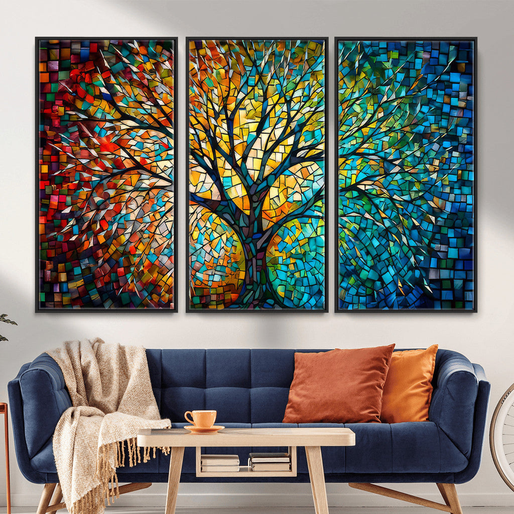Yggdrasil Tree of Life Wall Art Print | Mosaic Style Canvas Wall Art