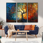 Yggdrasil Tree of Life Mosaic Stained Glass Wall Art Canvas Print