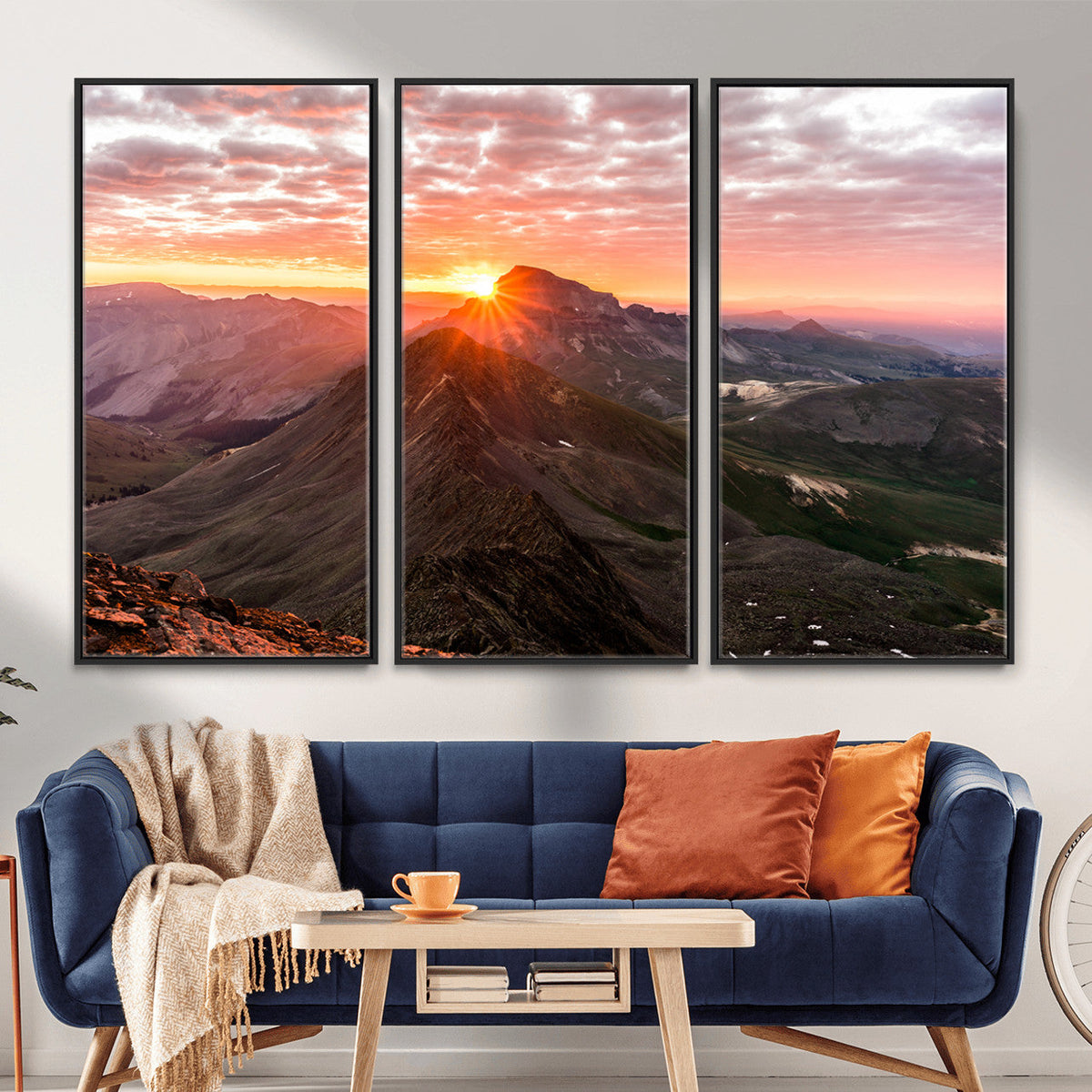 Mountain Sunrise Wall Art | Framed Alpine Ridge Canvas