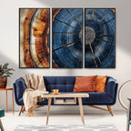 Framed Abstract Tree Ring Wall Art Print, Natural Rustic Wood Grain Canvas Print