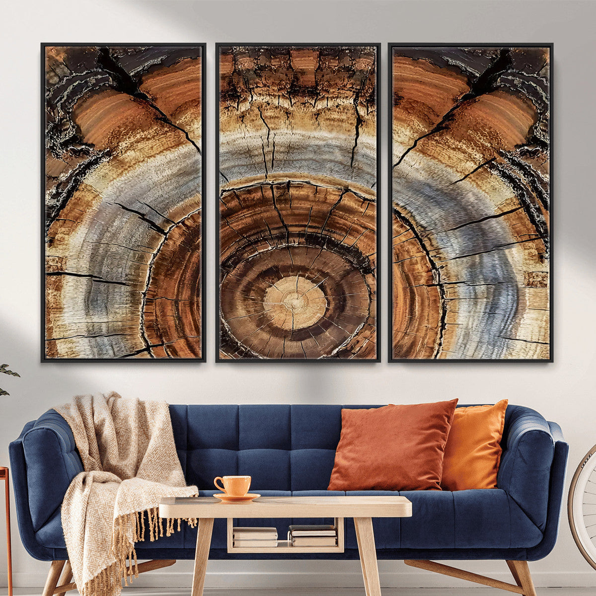 Tree Rings Wall Art Canvas Print, Rustic Wood Grain