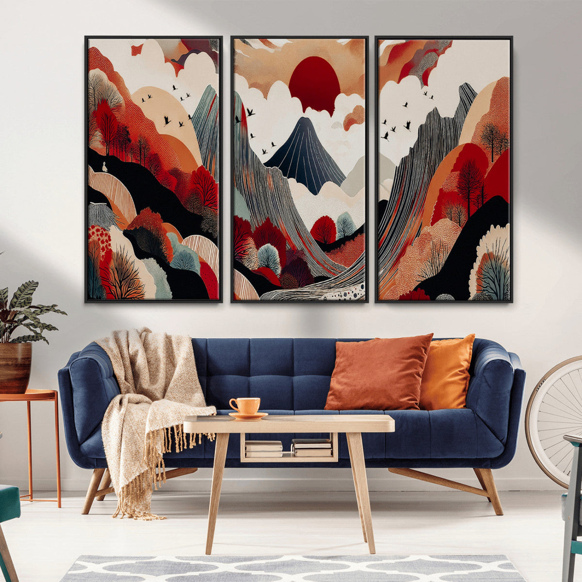 Abstract Mountain Wall Art Canvas Print | Vibrant Stylized Landscape