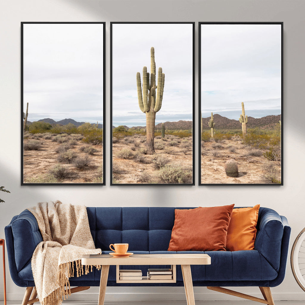 Saguaro Cactus Wall Art | Framed Desert Canvas Artwork