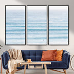 Ocean Wave Surfer Wall Art | Framed Minimal Seascape Canvas
