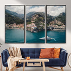 Amalfi Coast Wall Art | Framed Italian Seaside Canvas