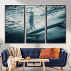 Underwater Surf Wall Art | Framed Ocean Wave Canvas Artwork