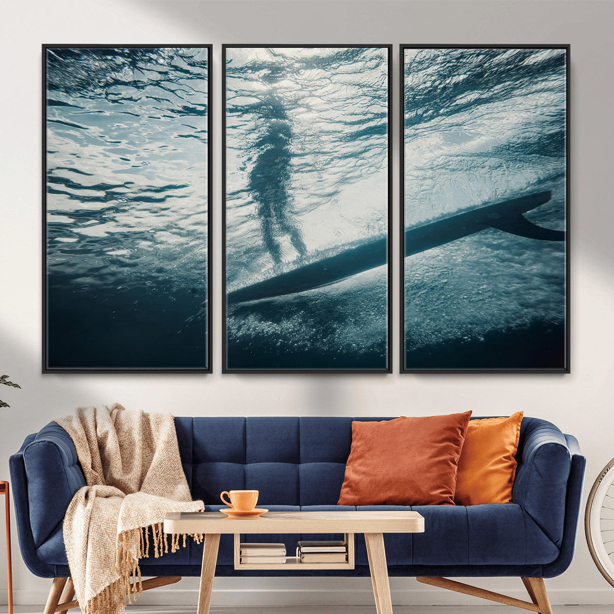 Underwater Surf Wall Art | Framed Ocean Wave Canvas Artwork