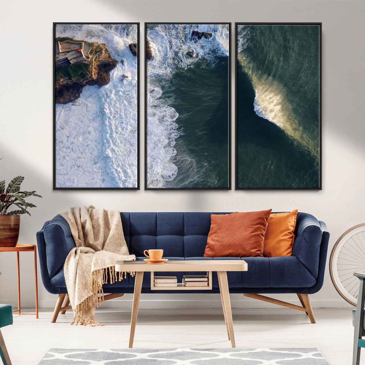 Ocean Wave Wall Art | Aerial Coastal View Canvas Artwork