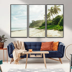 Relaxing Beach Wall Art Canvas Print, Framed Ocean View Coastal Serenity