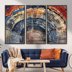 Tree Rings Wall Art Canvas Print, Framed Petrified Wood Art, Modern Rustic Decor