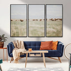 Bison Herd Wall Art Canvas Print, Framed Western Ranch Nature Scene
