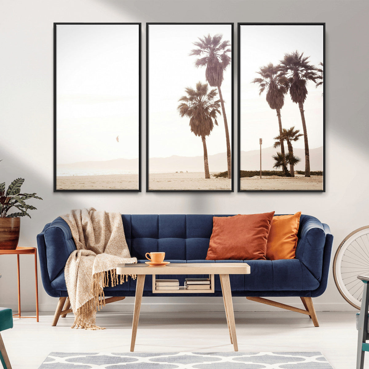 Coastal Light Wall Art Canvas Print, Framed Relaxing Shoreline Art, Minimalist Ocean Tropical Decor