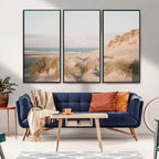 Beach Landscape Wall Art Canvas Print, Framed Sand Dune Photography, Minimalist Seascape Coastal Decor
