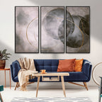 Abstract Grey Gold Wall Art | Modern Geometric Canvas