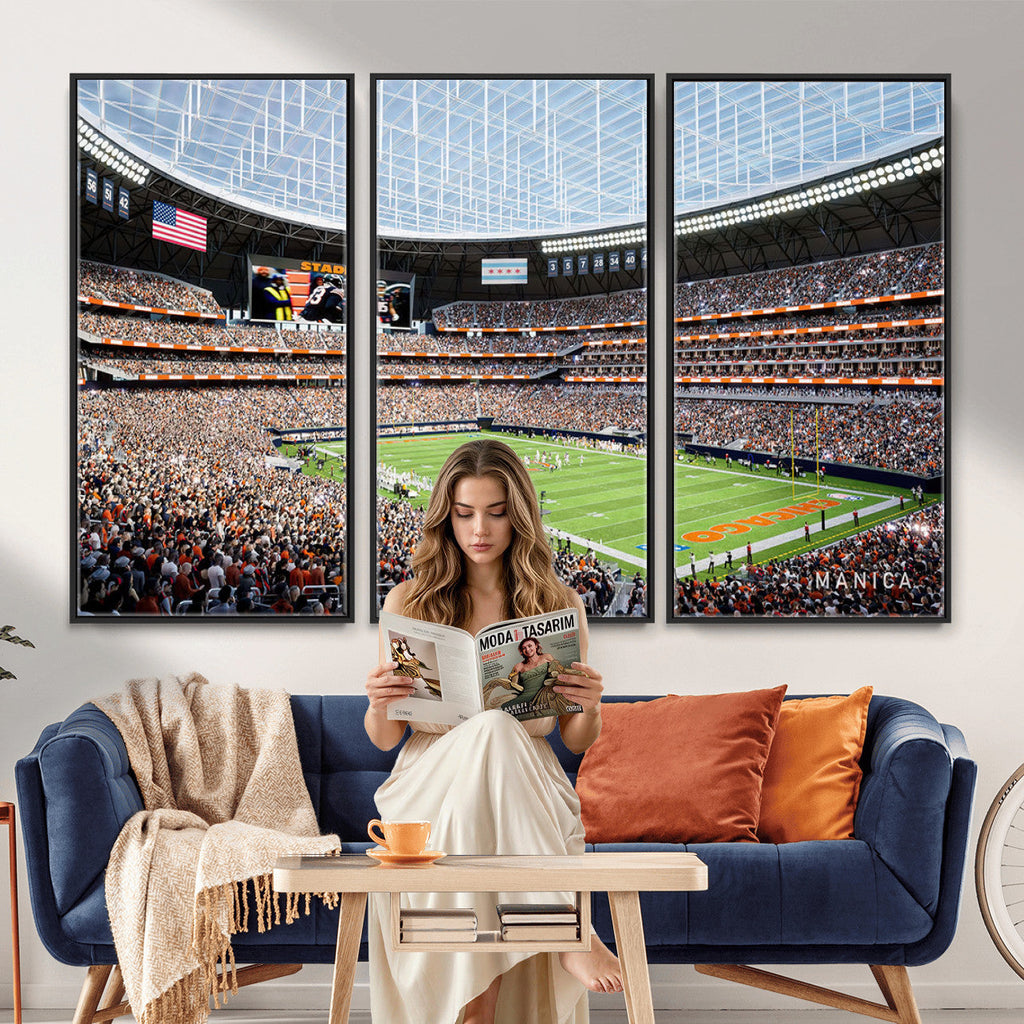 Chicago Bears Soldiers Field Wall Art Canvas Print, Framed and Ready to Hang