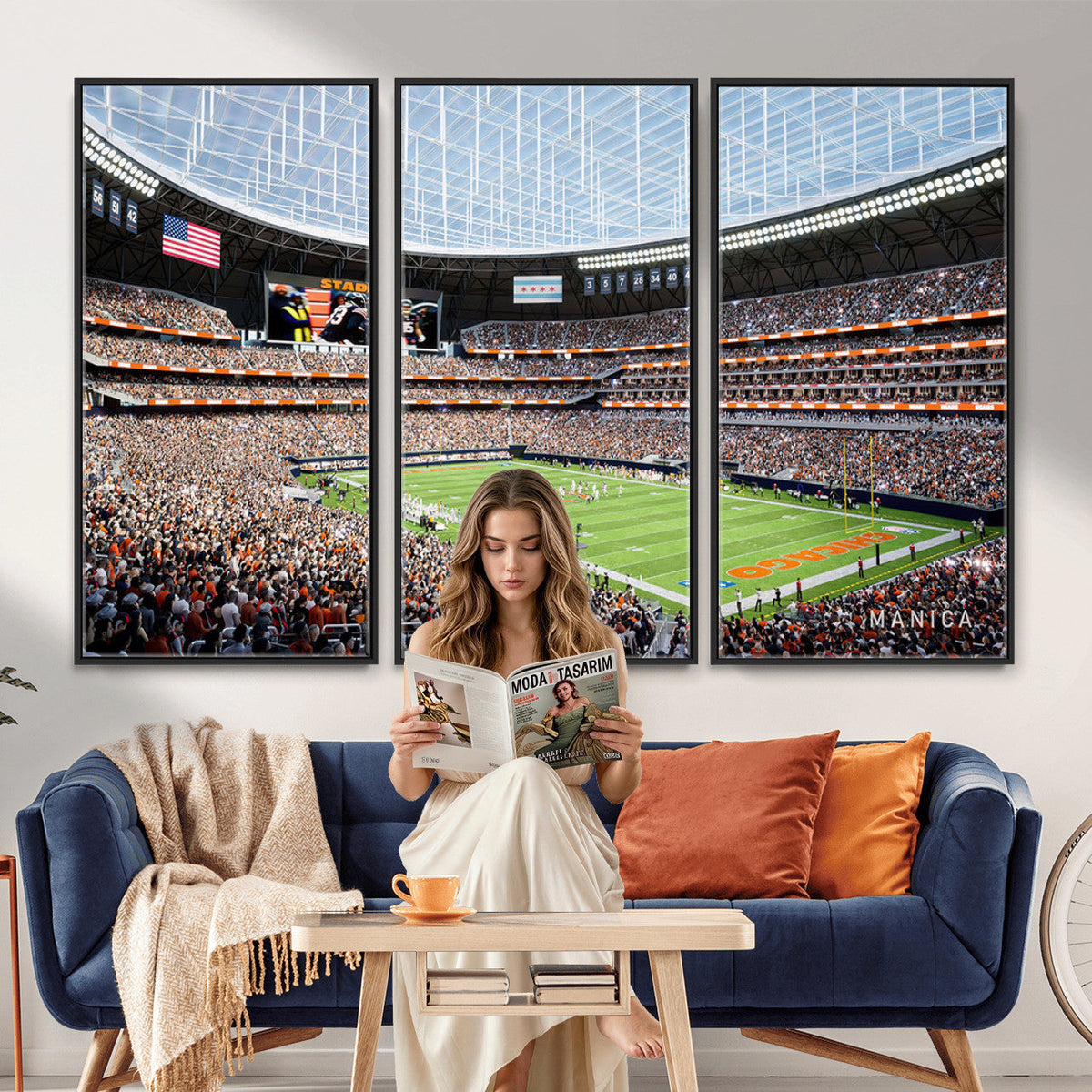 Chicago Bears Soldiers Field Wall Art Canvas Print, Framed and Ready to Hang
