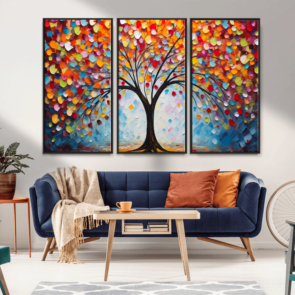 Vibrant Tree of Life Canvas Wall Art | Colorful Abstract Nature