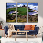California Pebble Beach Golf Links Wall Art Canvas Print, Iconic Monterey Coastal Golf Course