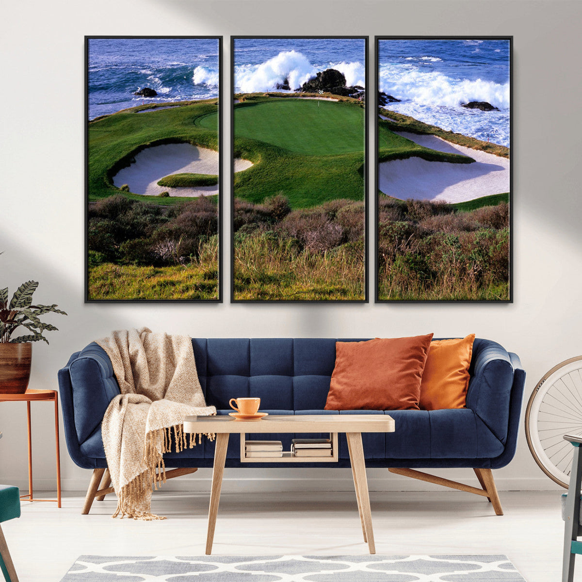 California Pebble Beach Golf Links Wall Art Canvas Print, Iconic Monterey Coastal Golf Course
