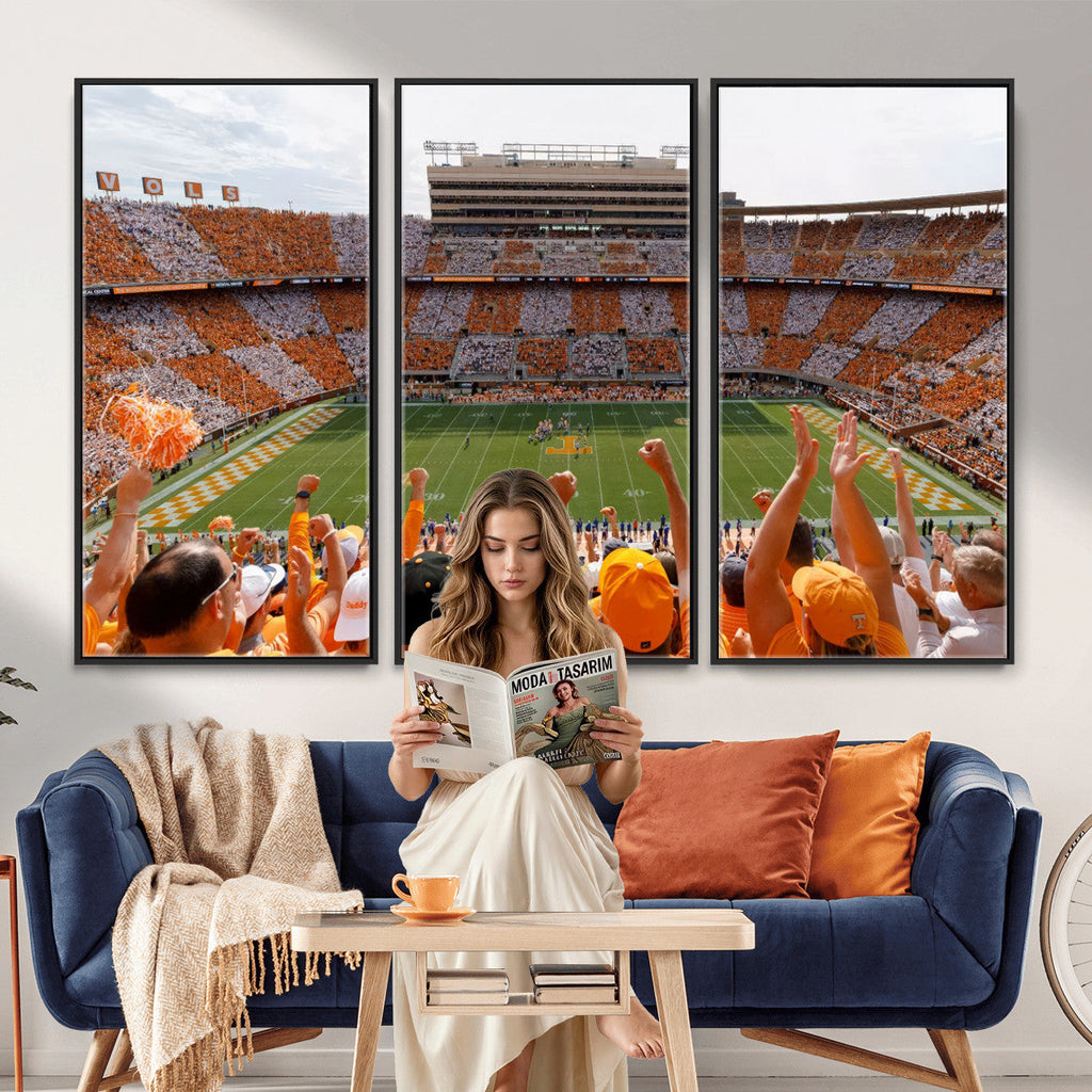 Tennessee Neyland Stadium Wall Art, Sports Arena Canvas, Home Bar Wall Decor