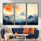 Warm Clouds Abstract Mountain Wall Art, Modern Landscape Canvas Print