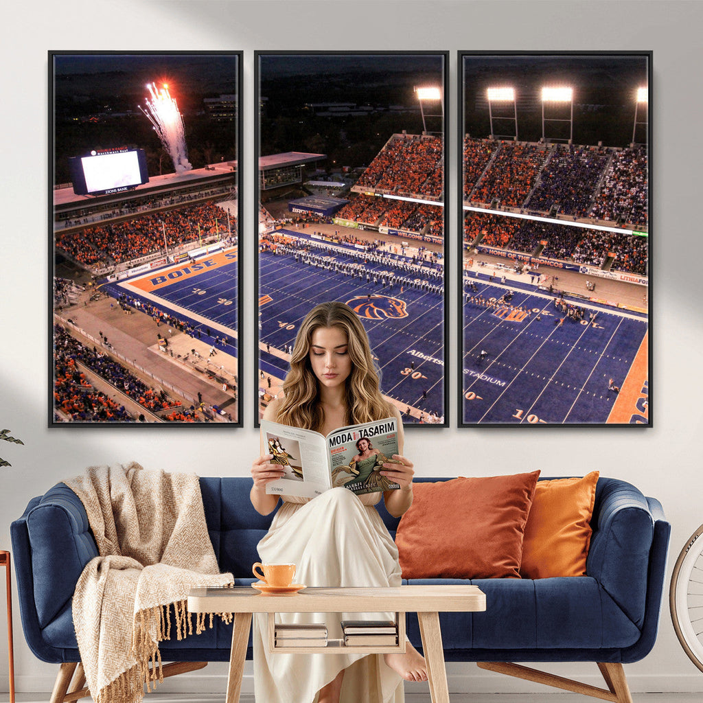 Boise State Broncos Albertsons Stadium Wall Art Canvas Print