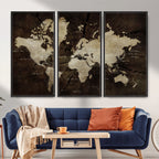 World Map Wall Art Canvas Print | Framed Travel Map Wall Art