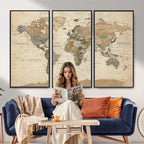 Framed World Map Wall Art for Home and Office Decor
