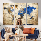 World Map Canvas Print | Colorful Abstract Travel Map, Framed Wall Art