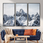 Snowy Mountain Range Canvas Print, Alpine Peaks Landscape Wall Art