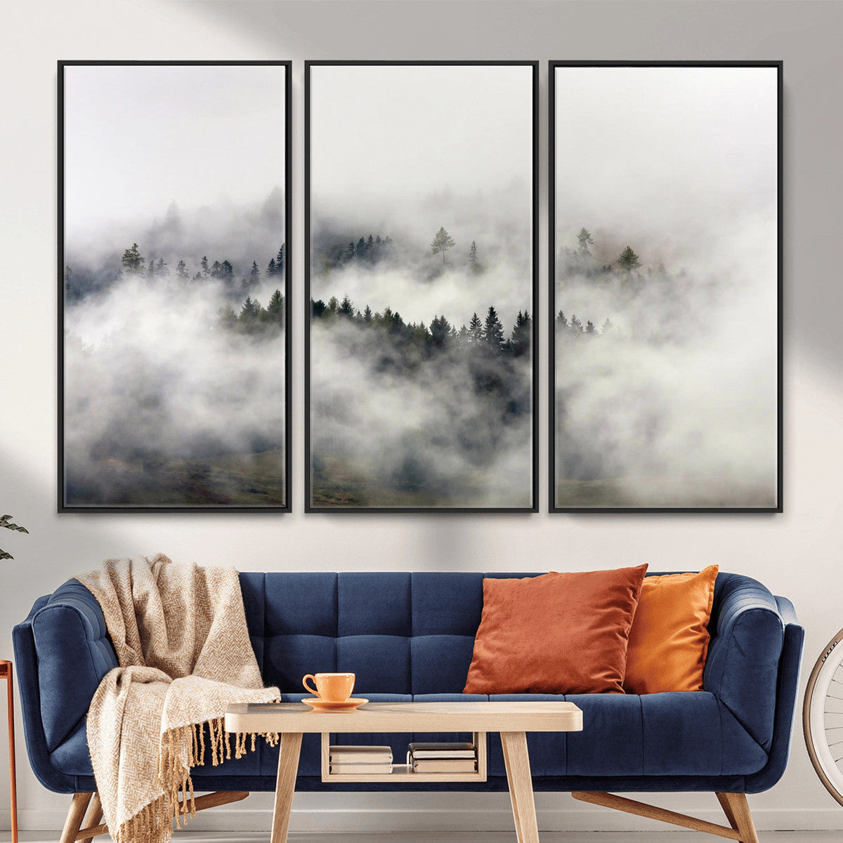 Foggy Forest Wall Art Canvas Print, Misty Pine Tree Landscape