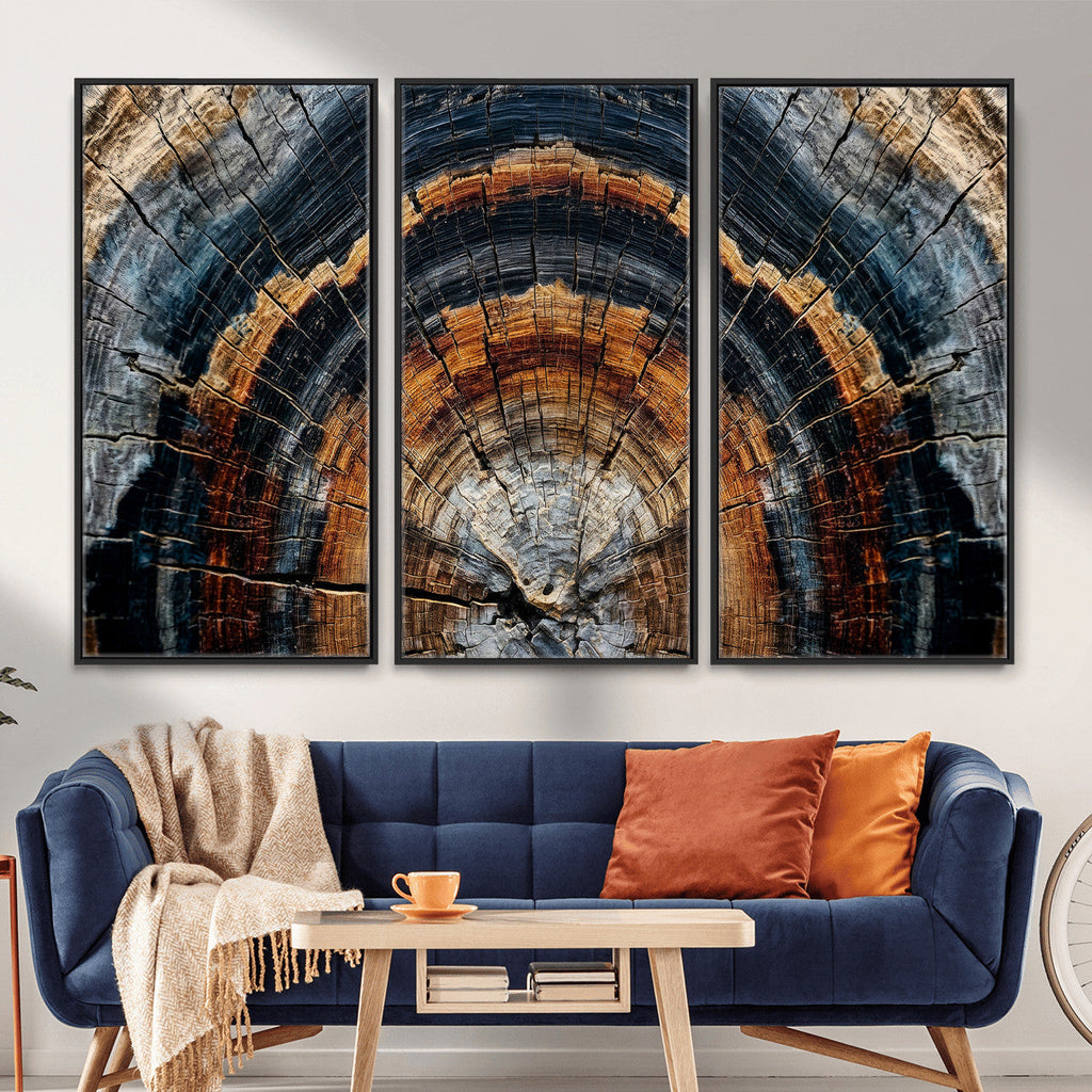 Abstract Wood Grain Canvas Print, Tree Ring Pattern Wall Art, Extra Large Living Room Wall Decor