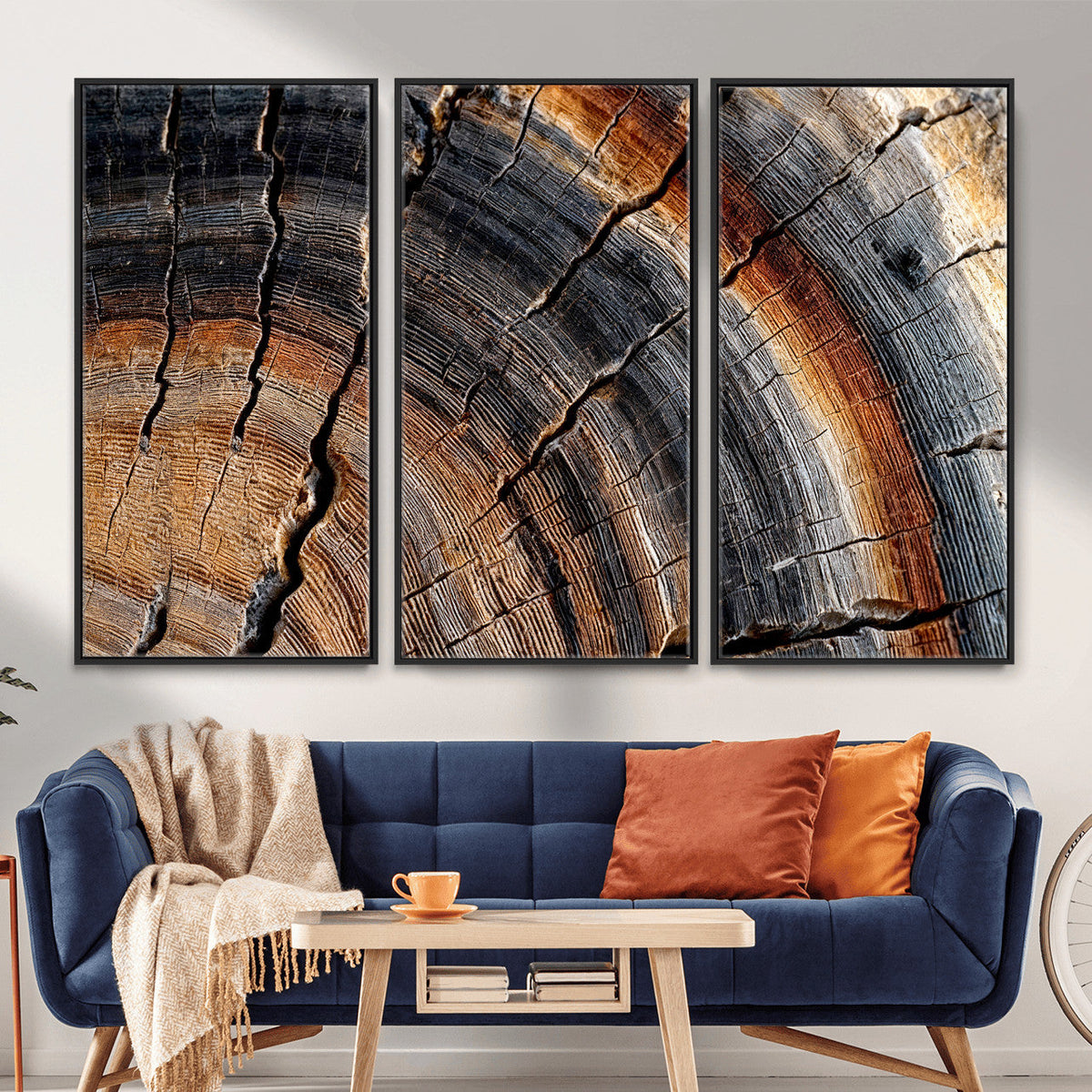 Abstract Tree Ring Wall Art Print, Natural Rustic Wood Grain Canvas