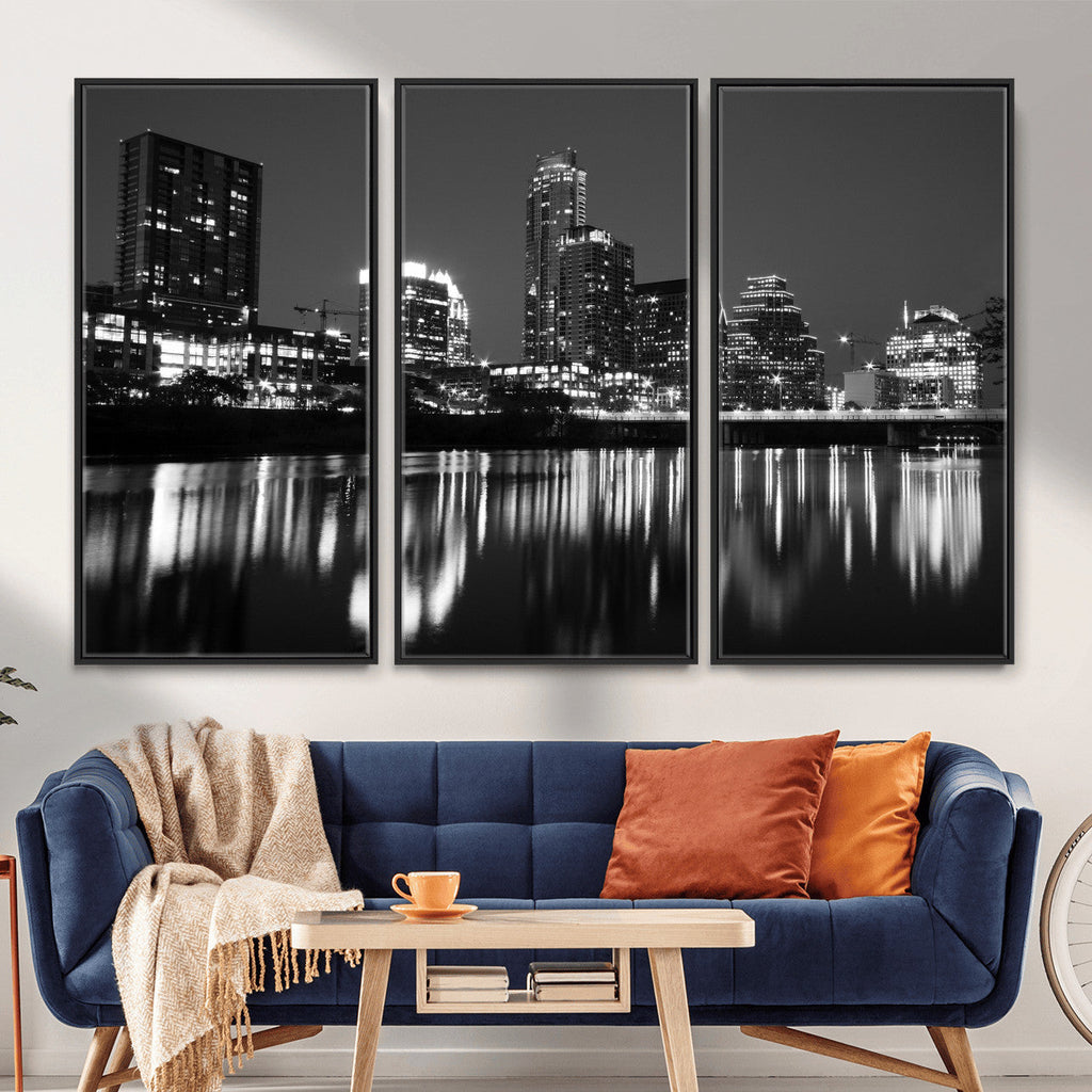 Austin Skyline Wall Art Canvas Print, Austin Downtown Night Cityscape