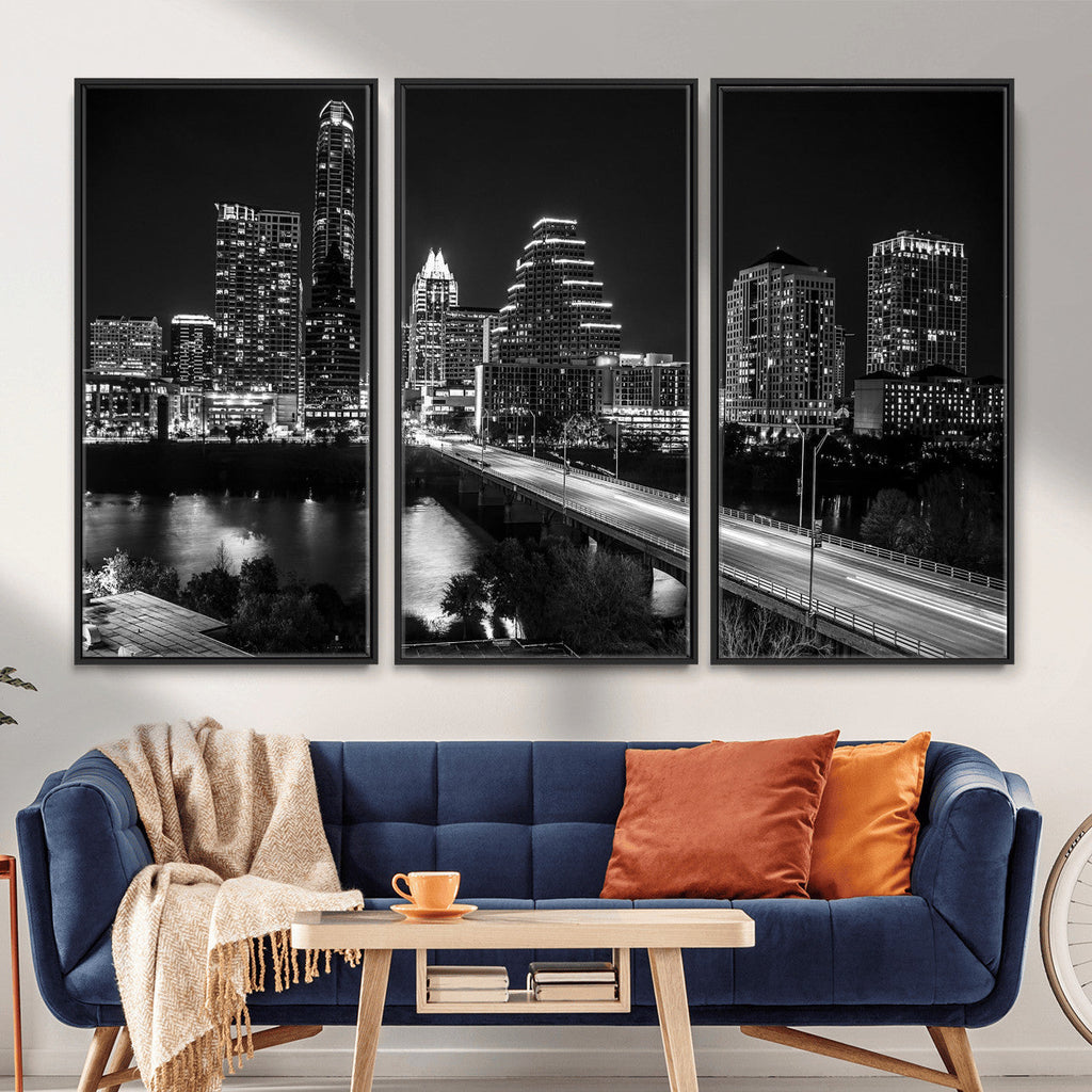 Austin Skyline Wall Art Canvas Print, Austin Downtown Night Cityscape
