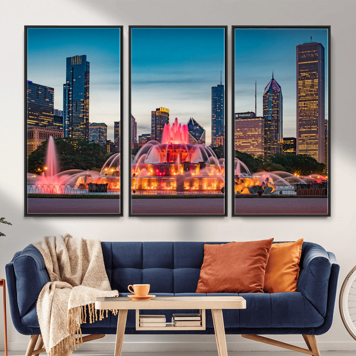 Chicago Wall Art Canvas Print - Chicago City Downtown Night Cityscape