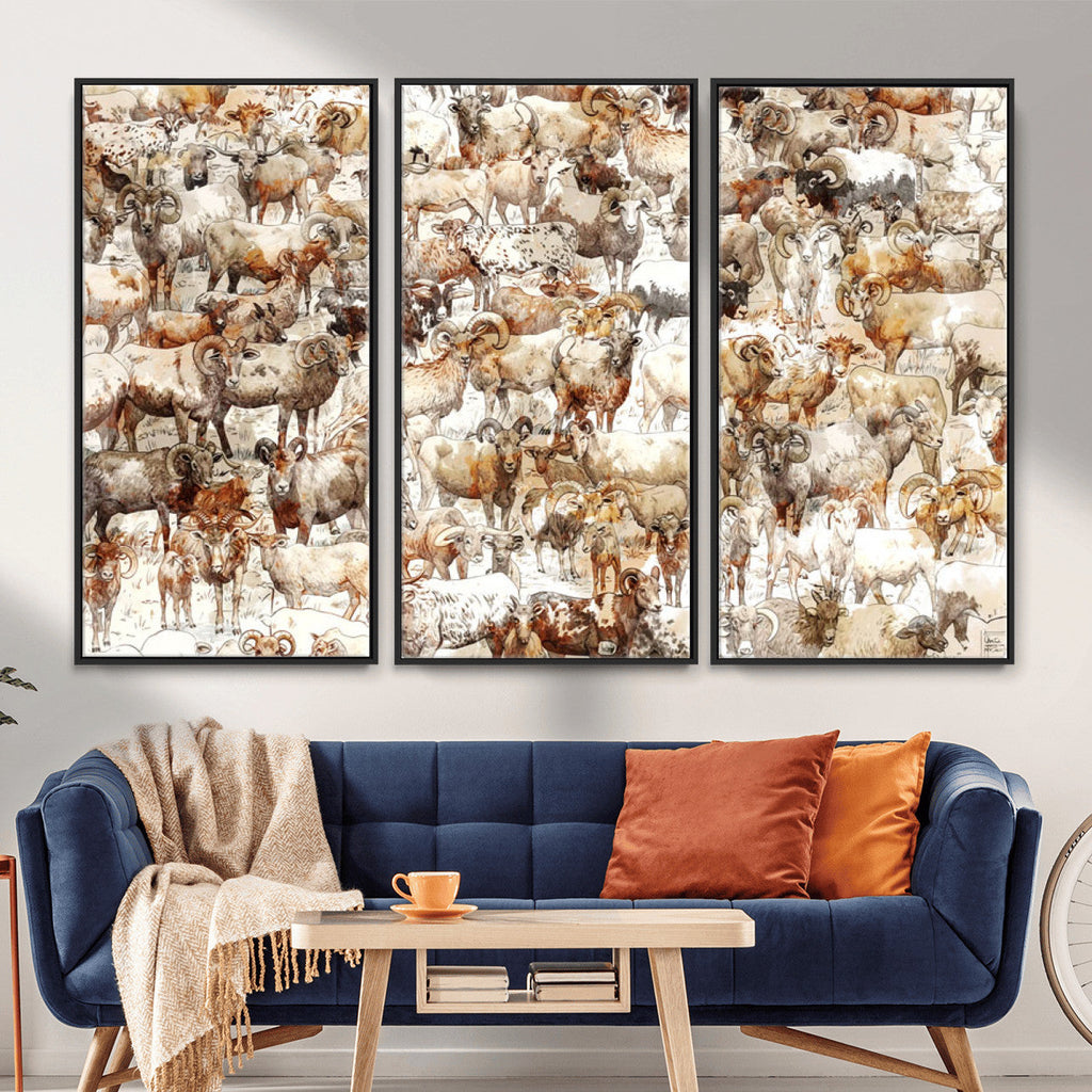 Farmhouse Bighorn Sheep Wall Art Canvas Print