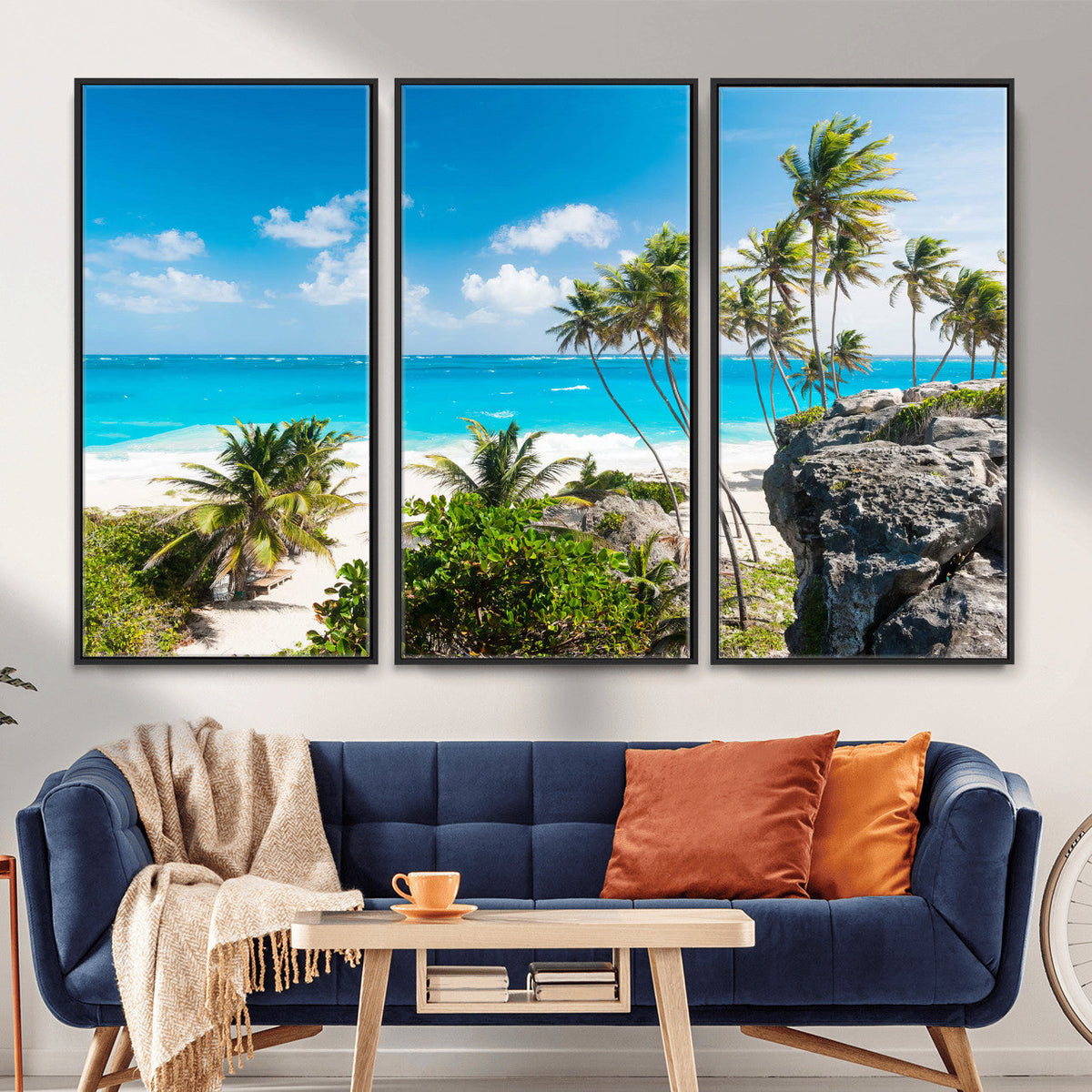 Tropical Beach Wall Art Canvas Print, Palm Tree Ocean Landscape Photography