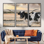 Texas Longhorn Bull Rustic Wall Art Canvas Print