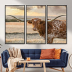 Texas Longhorn Wall Art Canvas Print, Western Ranch Bull Photography