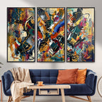 Geometric Abstract Wall Art Canvas Print, Orange Blue