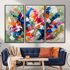 Geometric Abstract Wall Art Canvas Print, Orange Blue