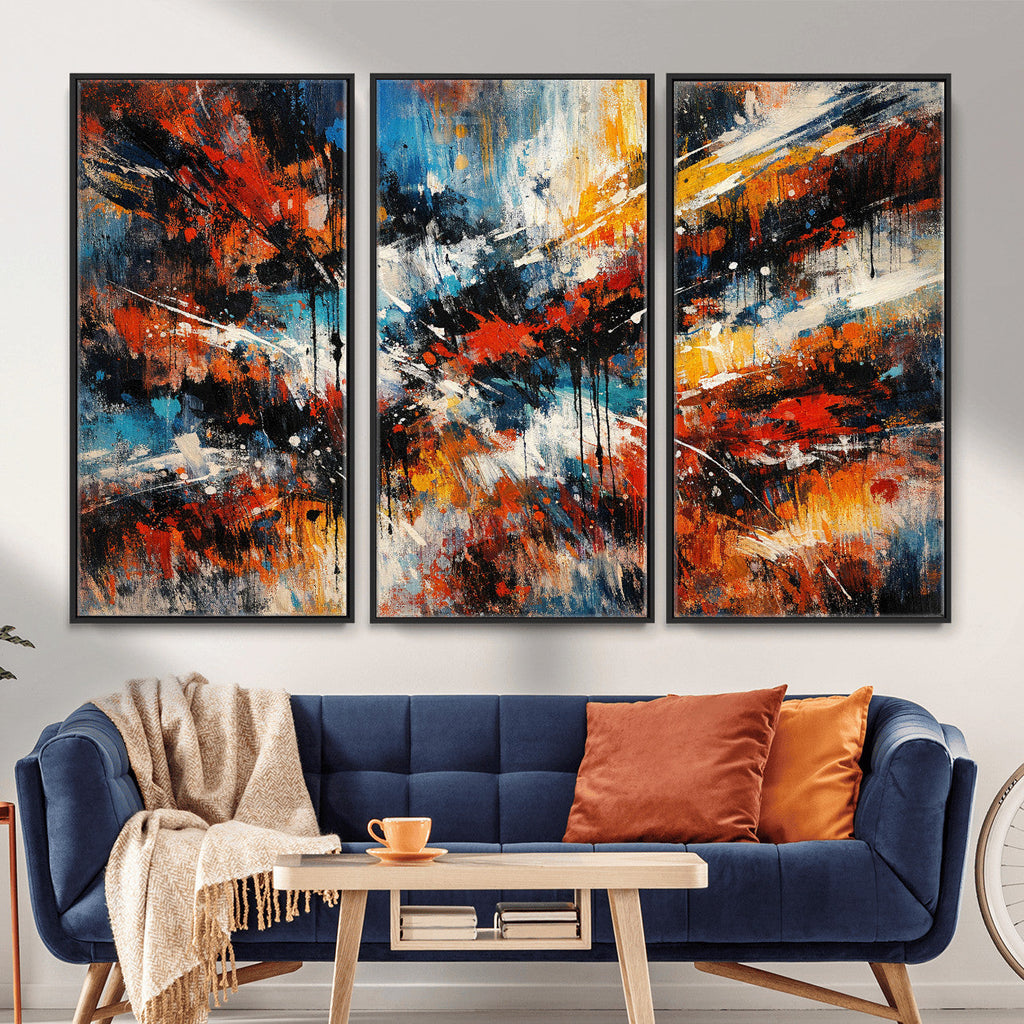 Lyrical Abstract Wall Art Canvas Print, Orange Blue Abstract