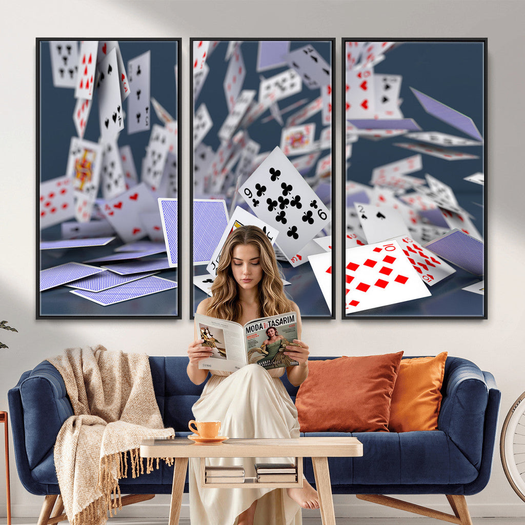 Playing Cards Canvas Wall Art | Casino Game Room Decor