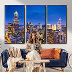 Charlotte Skyline Canvas Wall Art Print | North Carolina Cityscape