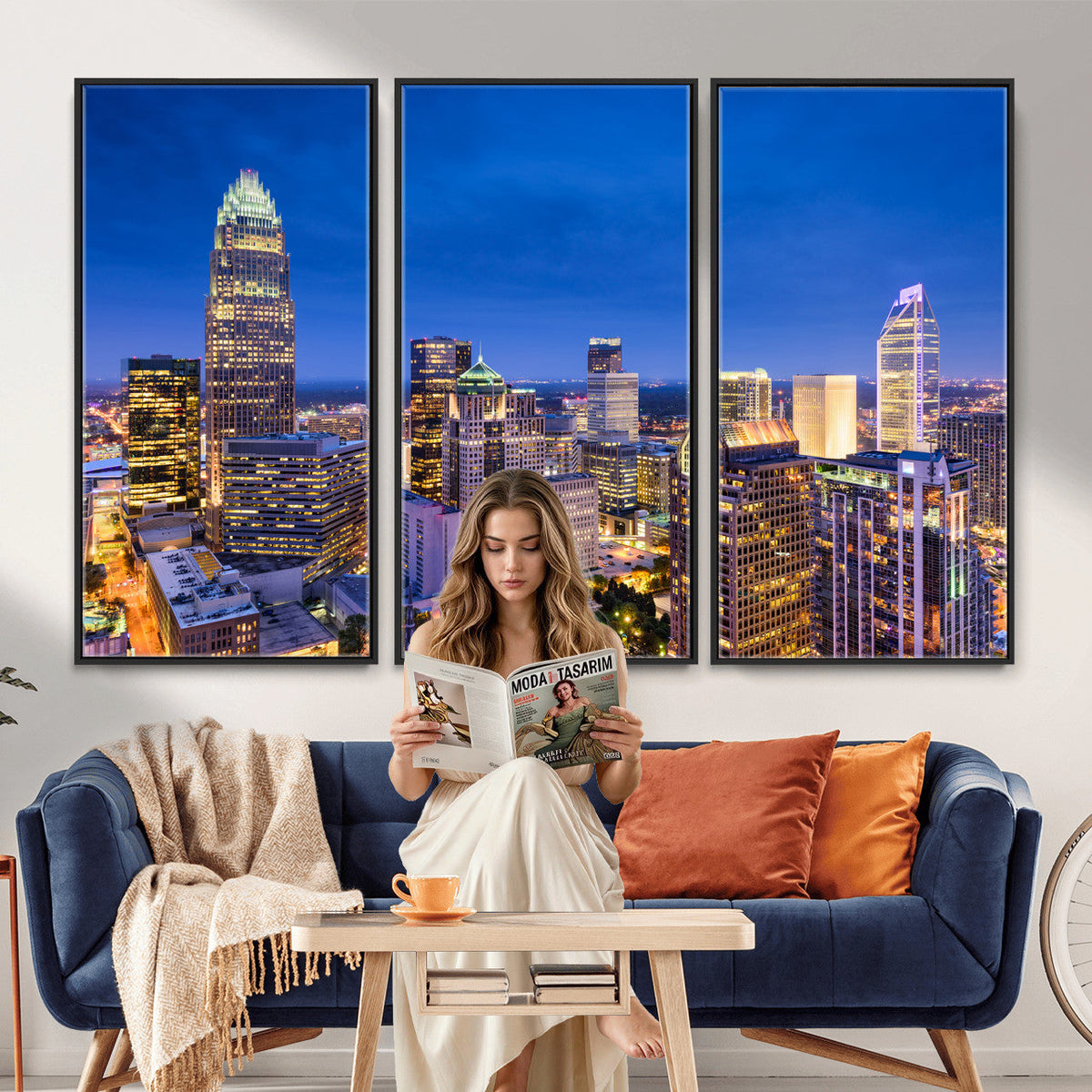 Charlotte Skyline Canvas Wall Art Print | North Carolina Cityscape